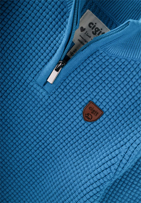 Selanik Triko Fermuarlı Kazak 2-11 Yaş Mavi