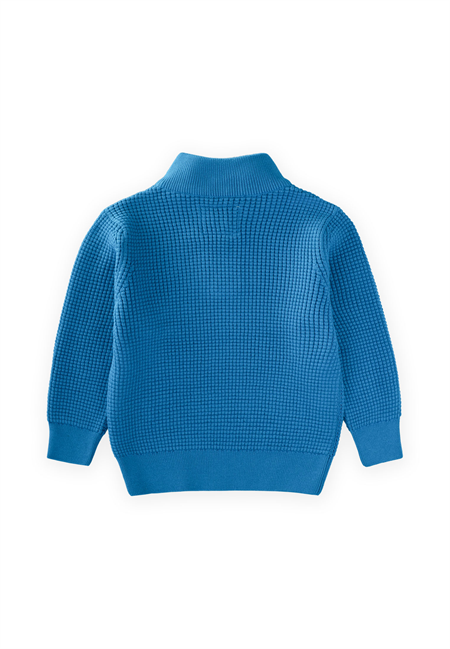 Selanik Triko Fermuarlı Kazak 2-11 Yaş Mavi