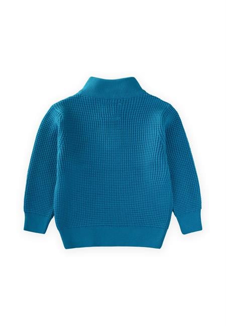 Selanik Triko Fermuarlı Kazak 2-11 Yaş Turkuaz