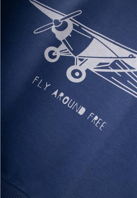 Planör Baskılı Sweatshırt Takım 2-10 Yaş İNDİGO MAVİ