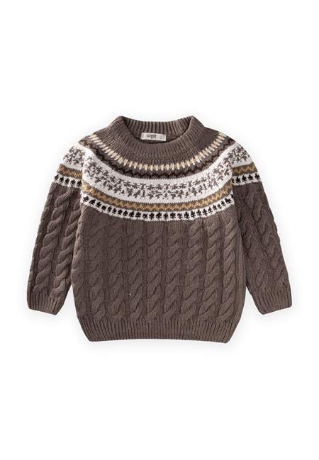 Desenli Triko Kazak 2-8 Yaş Vizon