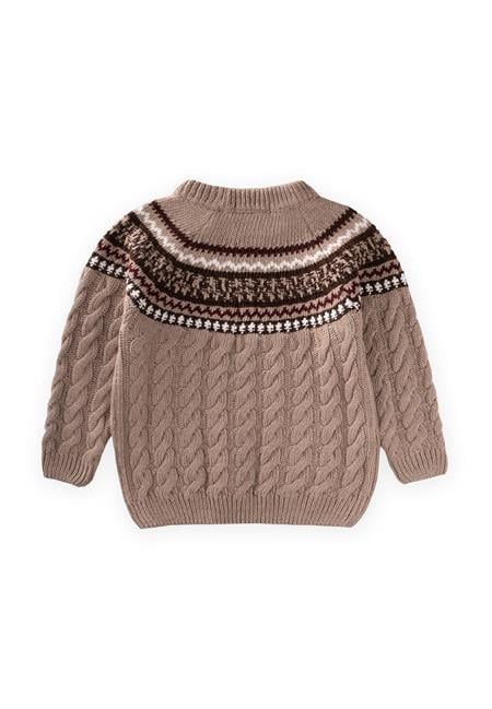 Desenli Triko Kazak 2-8 Yaş Bej