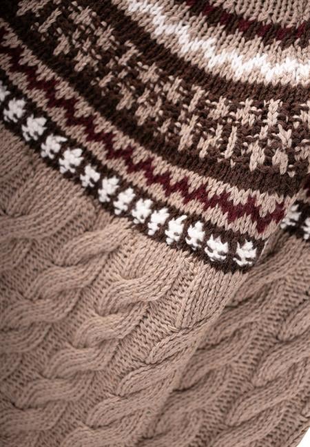 Desenli Triko Kazak 2-8 Yaş Bej