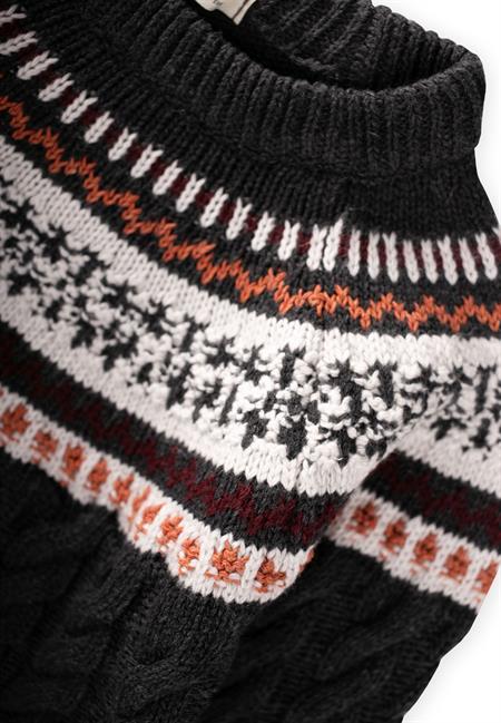 Desenli Triko Kazak 2-8 Yaş Antrasit