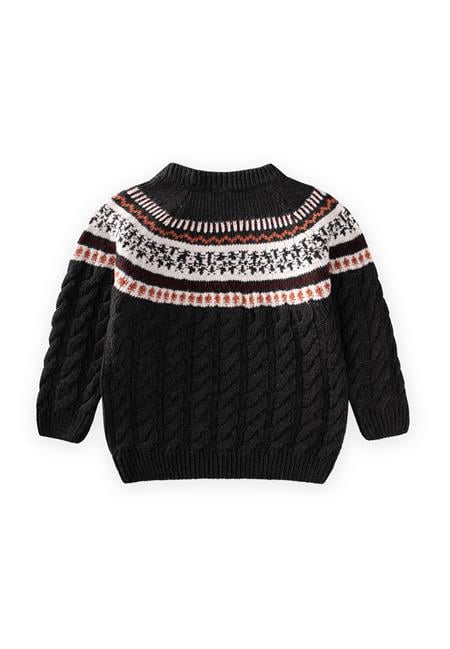 Desenli Triko Kazak 2-8 Yaş Antrasit