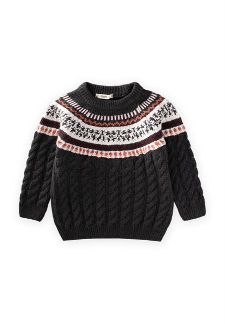 Desenli Triko Kazak 2-8 Yaş Antrasit