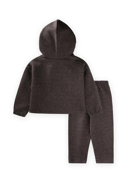 Simli Şardonlu Kısa Rahat Kesim Hoodie Takım 3-10 Yaş Antrasit