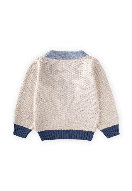 Triko Düğmeli Hırka 2-8 Yaş Naturel Mavi