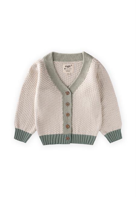 Triko Düğmeli Hırka 2-8 Yaş NATUREL YEŞİL