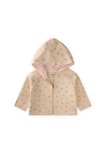 Ağır Kumaş Desenli Kapşonlu Hırka 1-8 Yaş Soft Sarı