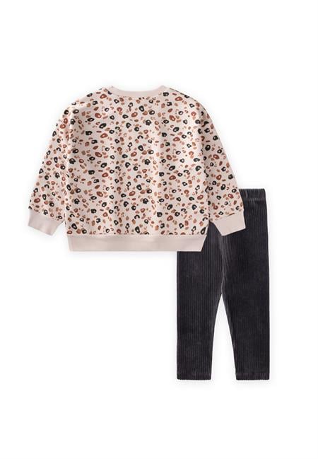 Kadife Taytlı Sweatshirt Takım 2-10 Yaş Taş