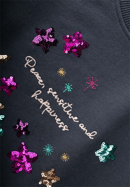 Pullu Ay Yıldız Nakışlı Sweatshirt 2-8 Yaş ANTRASİT