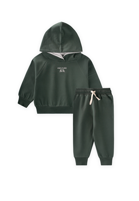 Kapşonlu Sweatshirt Takım 1-5 Yaş Haki Yeşil
