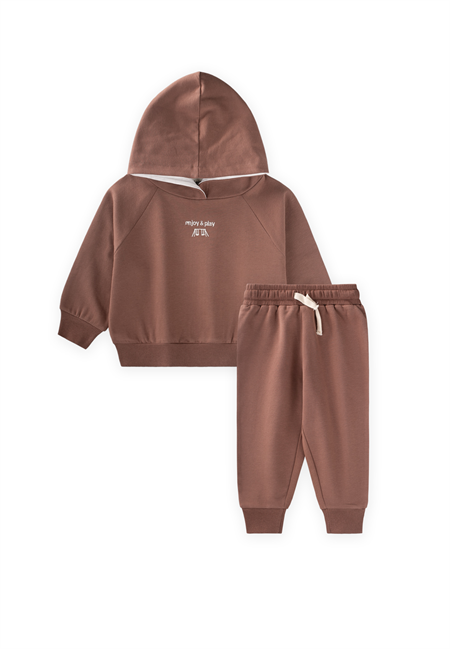 Kapşonlu Sweatshirt Takım 1-5 Yaş A.Kahve
