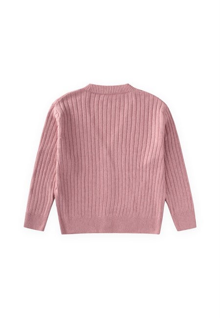 Saç Örgü Triko Hırka 2-8 Yaş PUDRA PEMBE