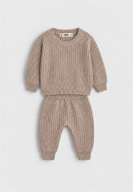 Selanik Triko Bebek Takım 1-5 Yaş Bej