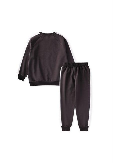 Erkek Çocuk Baskılı Sweatshirt Takım 8-12 Yaş Antrasit