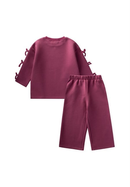 Şardonlu Sweatshirt Takım 2-8 Yaş Fuşya
