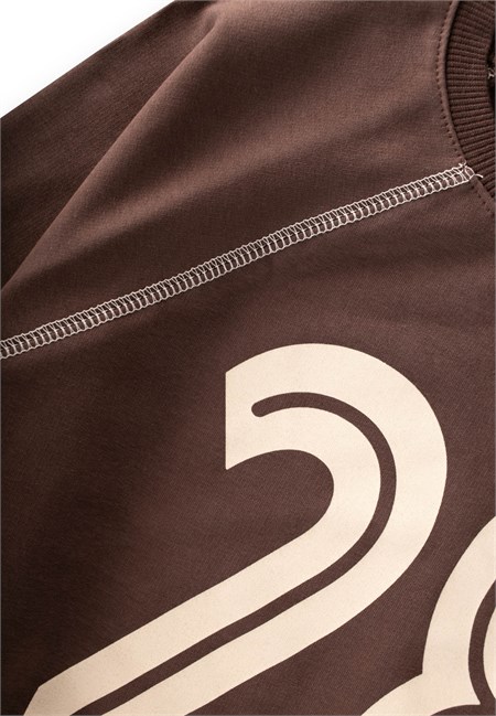 Şardonlu Karyoka Detaylı Baskılı Sweatshirt Takım 2-10 Yaş Kahverengiİ