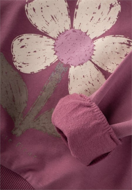 Desenli Sweatshirt Kız Çocuk Takım 2-8 Yaş Antik Pembe