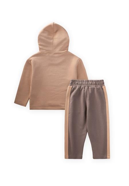 Kapşonlu Sweatshirt Takım 1-8 Yaş Bej,Vizon