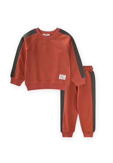 Garnili Sweatshirt Takım 2-8 Yaş Kiremit