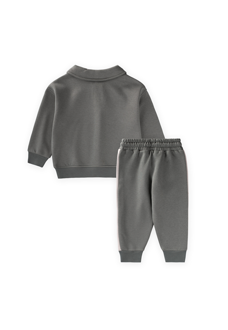 Yakalı Nakış İşlemeli Sweatshirt Takım 2-10 Yaş Çağla Yeşili