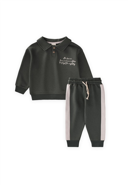 Yakalı Nakış İşlemeli Sweatshırt Takım 2-10 Yaş SOFT YEŞİL