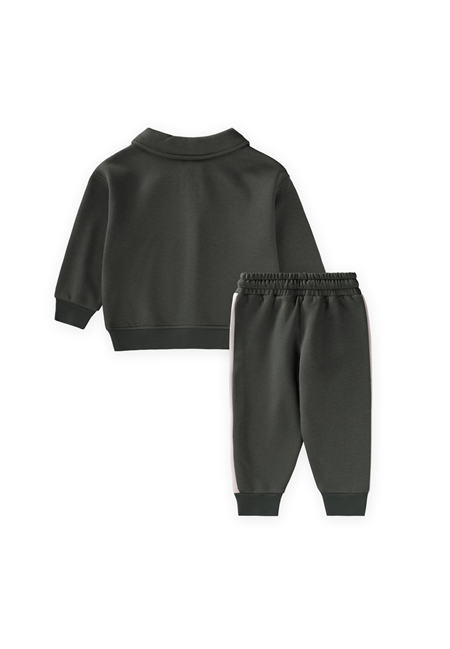 Yakalı Nakış İşlemeli Sweatshırt Takım 2-10 Yaş SOFT YEŞİL