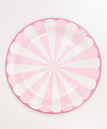 8Lı Karton Tabak Pembe Dilimli Desen