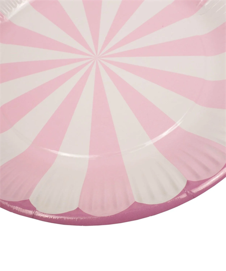 8Lı Karton Tabak Pembe Dilimli Desen