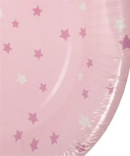 8Lı Karton Tabak Pembe Yıldızlı