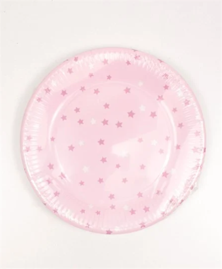 8Lı Karton Tabak Pembe Yıldızlı