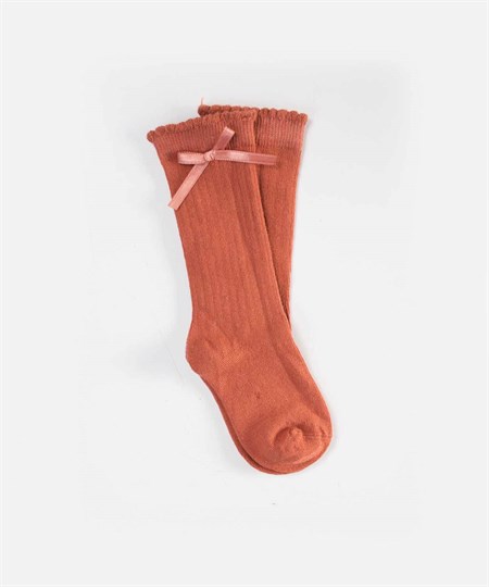 Çocuk Diz Altı Kız Çorap 2-9 Yaş KİREMİT