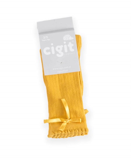 Çocuk Diz Altı Kız Çorap 2-9 Yaş hardal sarı