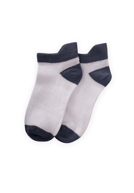 Burnu Topuğu Rekli Çocuk Patik Çorap 5-12 Yaş İndigo Mavi