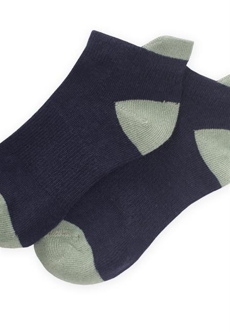 Zemini Ve Burnu Toprak Rekli Çocuk Patik Çorap 5-12- Lacivert-Çağla