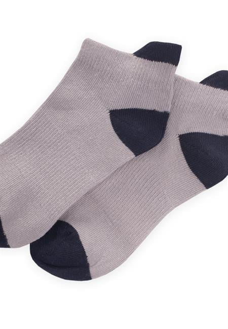 Zemini Ve Burnu Toprak Rekli Çocuk Patik Çorap 5-12- Gri-Lacivert