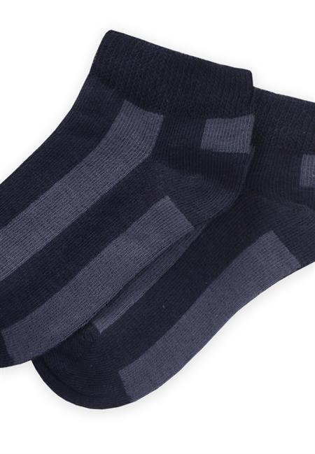 Kalın Çizgili Çocuk Patik Çorabı 5-12 Yaş LACİVERT-İNDİGO