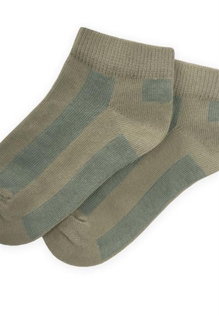 Kalın Çizgili Çocuk Patik Çorabı 5-12 Yaş ÇAĞLA-HAKİYEŞİL