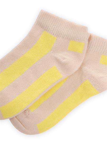 Kalın Çizgili Çocuk Patik Çorabı 5-12 Yaş KUM-SARI