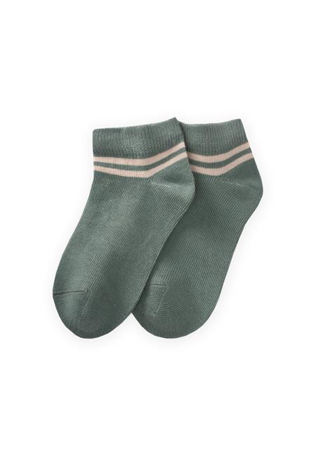 Ham Çizgili Çocuk Patik Çorabı 5-12 Yaş Çağla Yeşili
