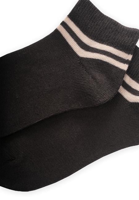 Ham Çizgili Çocuk Patik Çorabı 5-12 Yaş Füme