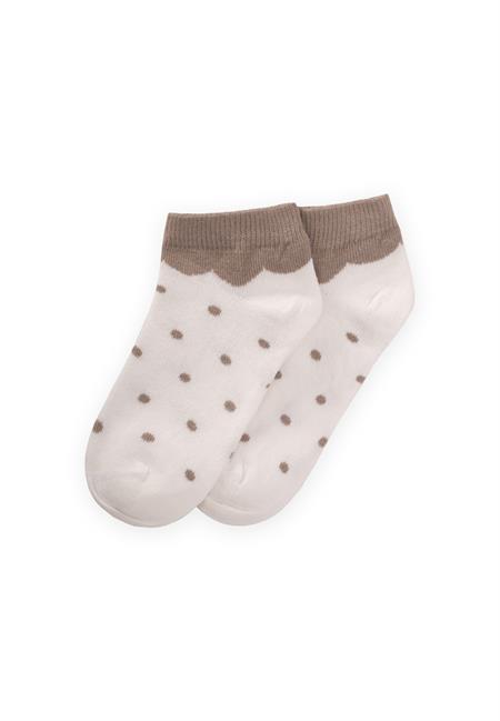 Puantiyeli Çocuk Patik Çorabı 5-12 Yaş VİZON