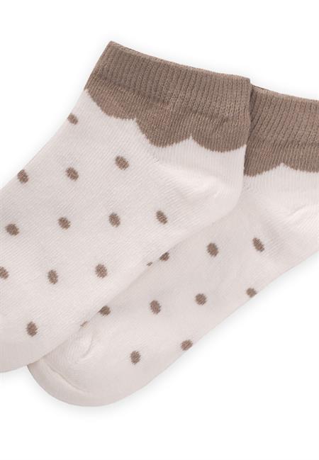 Puantiyeli Çocuk Patik Çorabı 5-12 Yaş VİZON