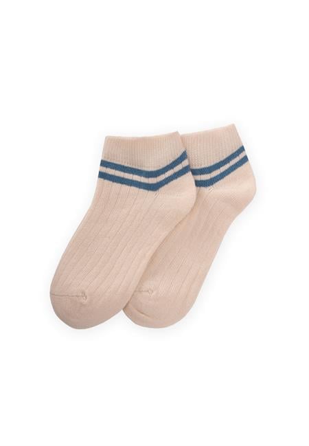 Zemin Ham  Bilekleri Çizgili Çocuk Patik 5-12 Yaş İNDİGO MAVİ