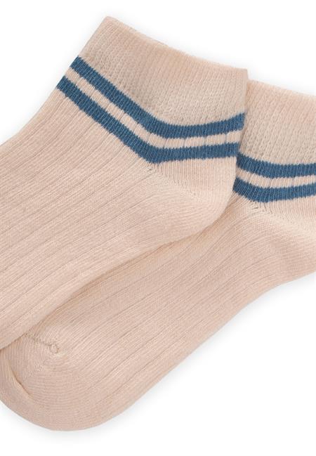 Zemin Ham  Bilekleri Çizgili Çocuk Patik 5-12 Yaş İNDİGO MAVİ