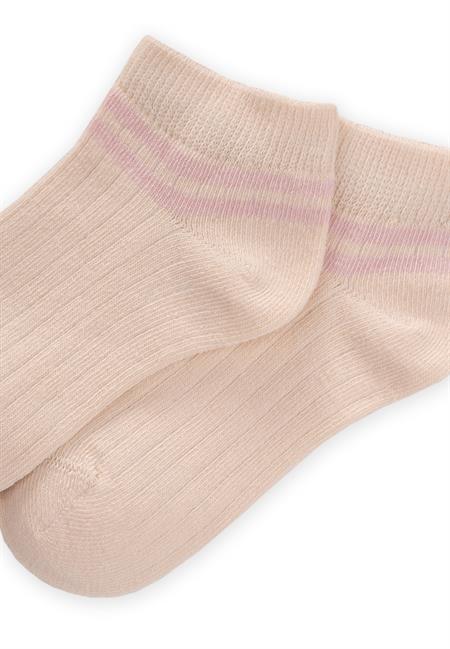 Zemin Ham  Bilekleri Çizgili Çocuk Patik 5-12 Yaş PUDRA