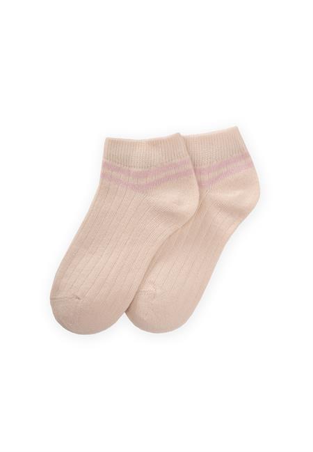 Zemin Ham  Bilekleri Çizgili Çocuk Patik 5-12 Yaş PUDRA