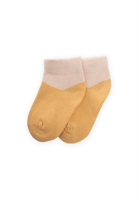 İki Renkli Bebe Patik Çorabı 0-4 Yaş HARDAL SARI